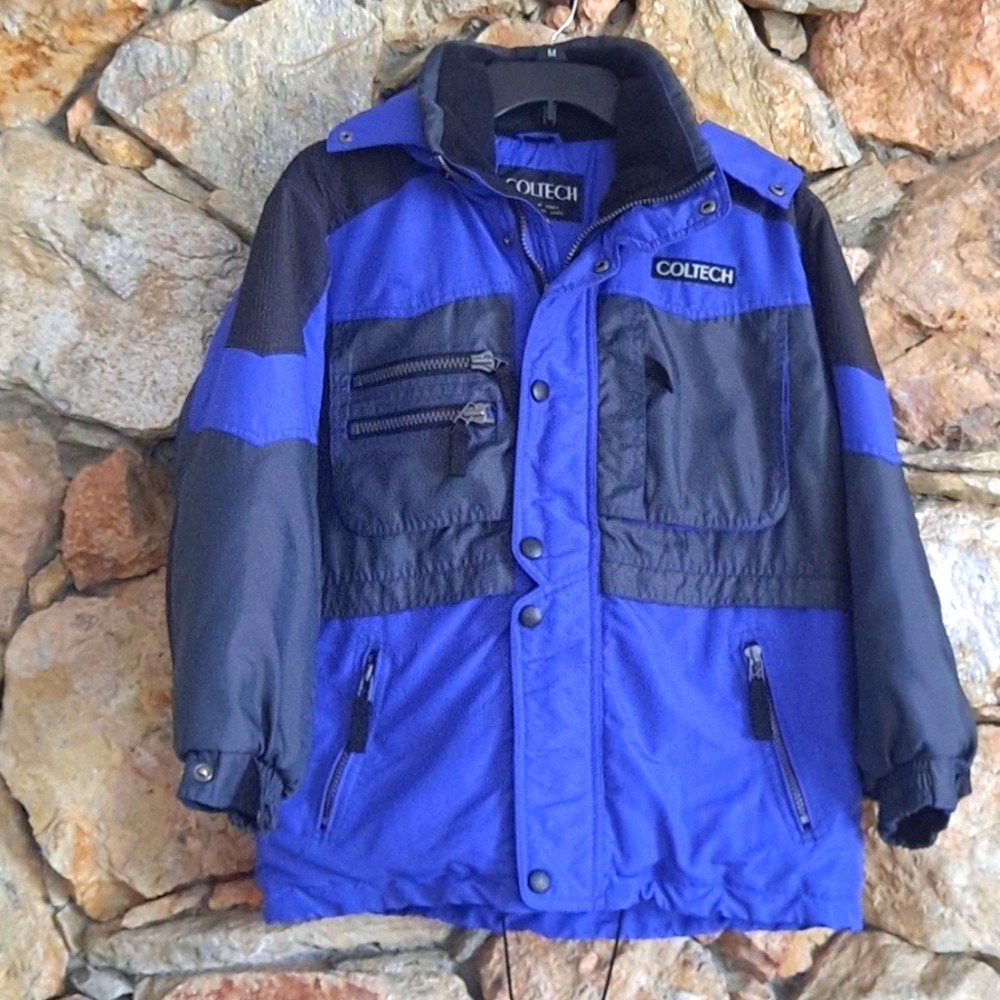 Boys Coltech Ski Snow Jacket Size 12 Blue and Black EUC